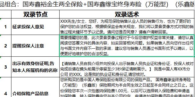 国寿鑫裕金生两全保险国寿鑫缘宝终身寿险万能型乐鑫版双录话术参考 Xlsx 中国人寿 国寿鑫裕金生两全保险国寿鑫缘宝终身寿险万能型乐鑫版双录话术参考 Xlsx 中国人寿